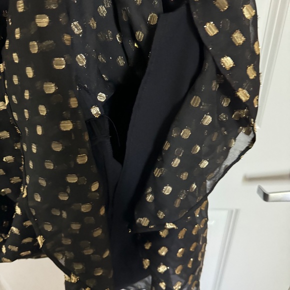 Banana Republic Chiffon Polka Dot Gold Mini Dress Size 20 - Picture 2 of 5